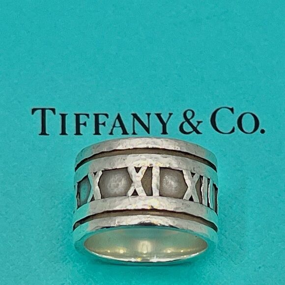 Vintage Tiffany Wide Atlas Silver Ring - Sz 4.75 - 5.0 - Picture 16 of 16